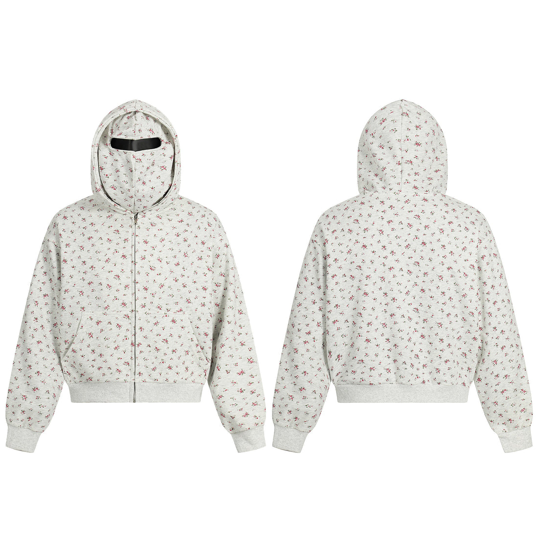 3-6-5.shop Floral Balaclava Zip Hoodie