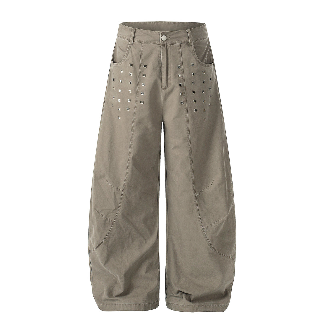 3-6-5.shop Stud Detail Wide-Leg Pants