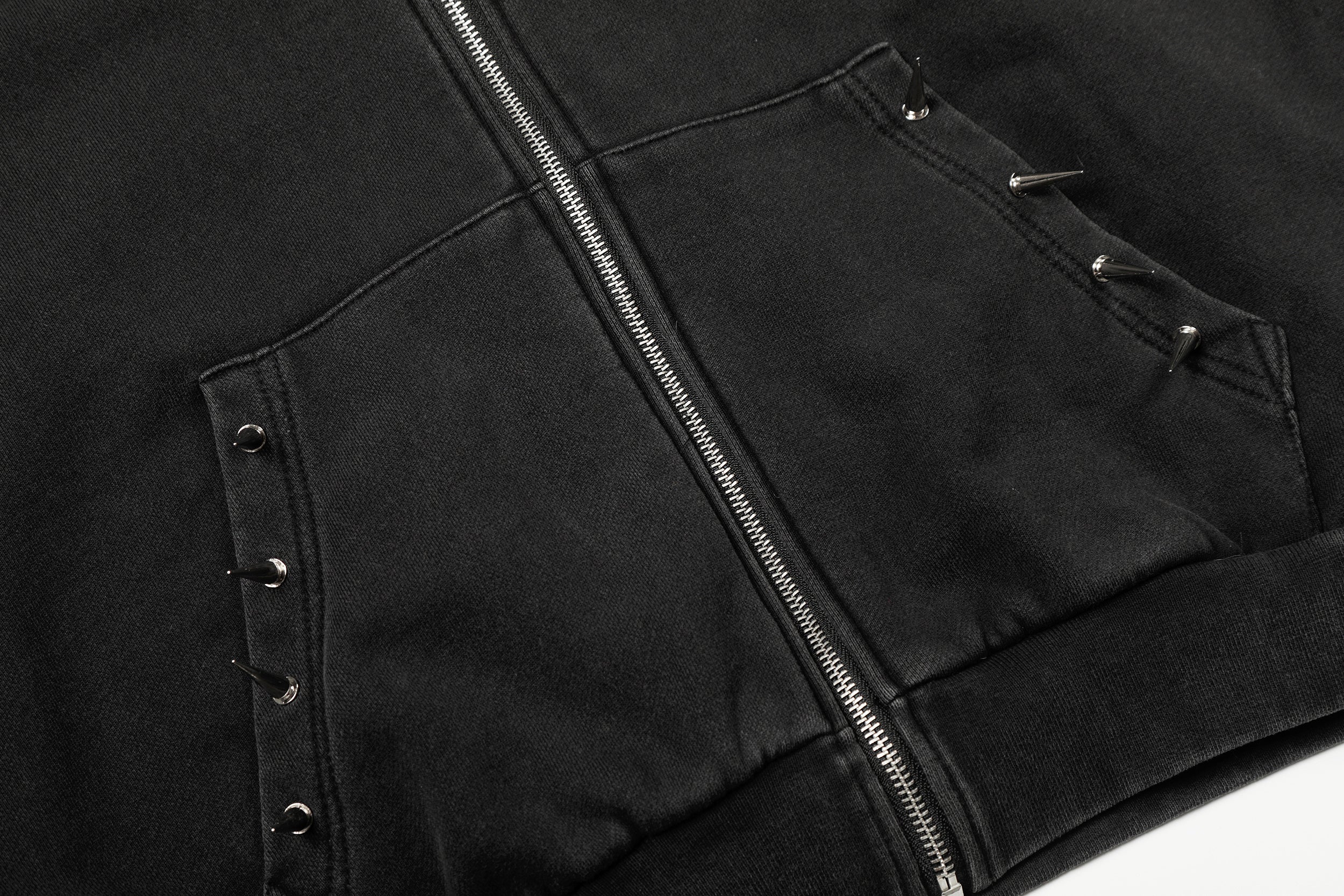 3-6-5.shop Studded Zip-Up Hoodie
