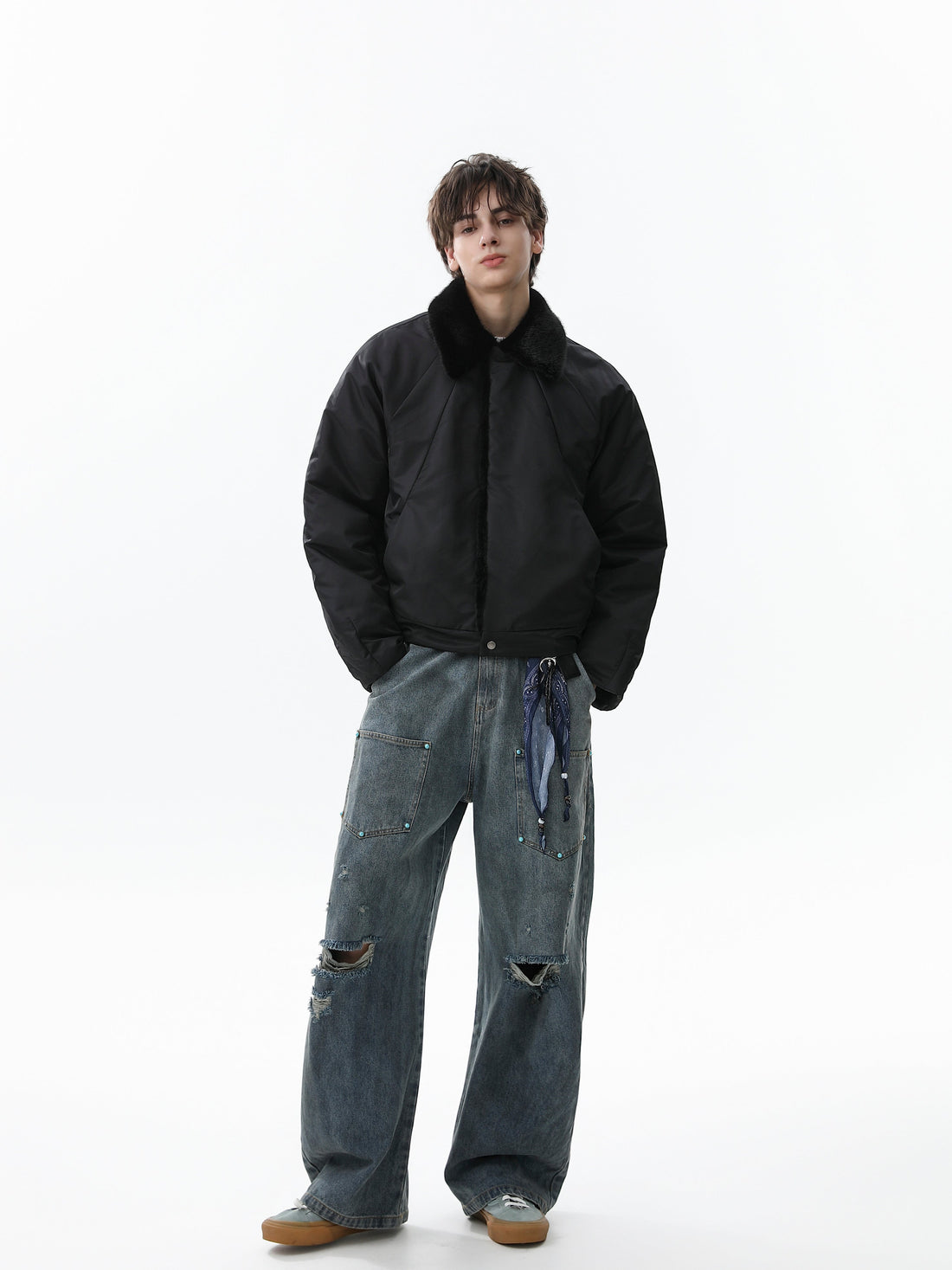 3-6-5.shop Faux Fur Collar Nylon Jacket