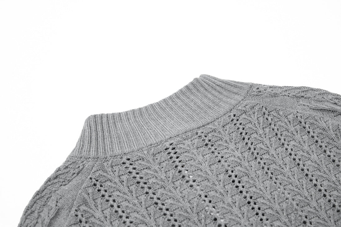 3-6-5.shop Distressed Knit Zip Cardigan