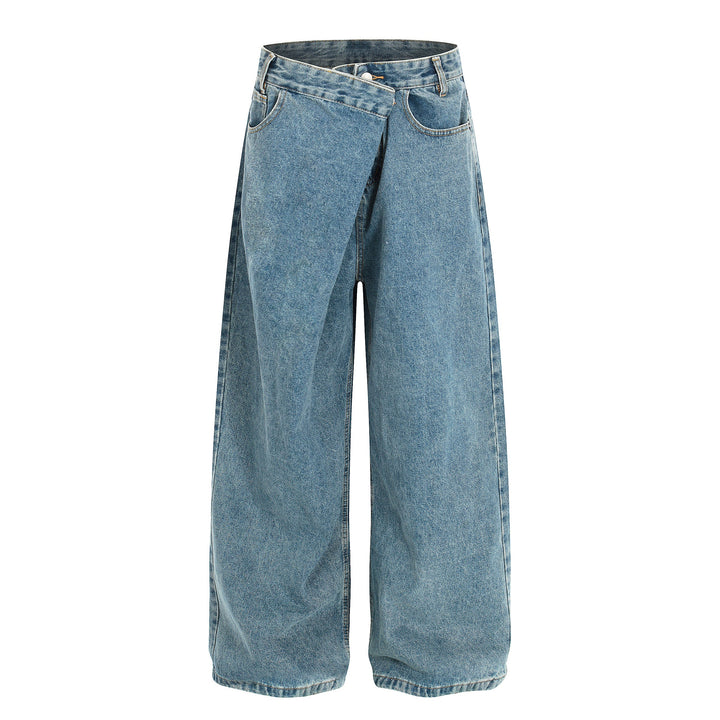 3-6-5.shop Asymmetric Waist Wide-Leg Denim Pants