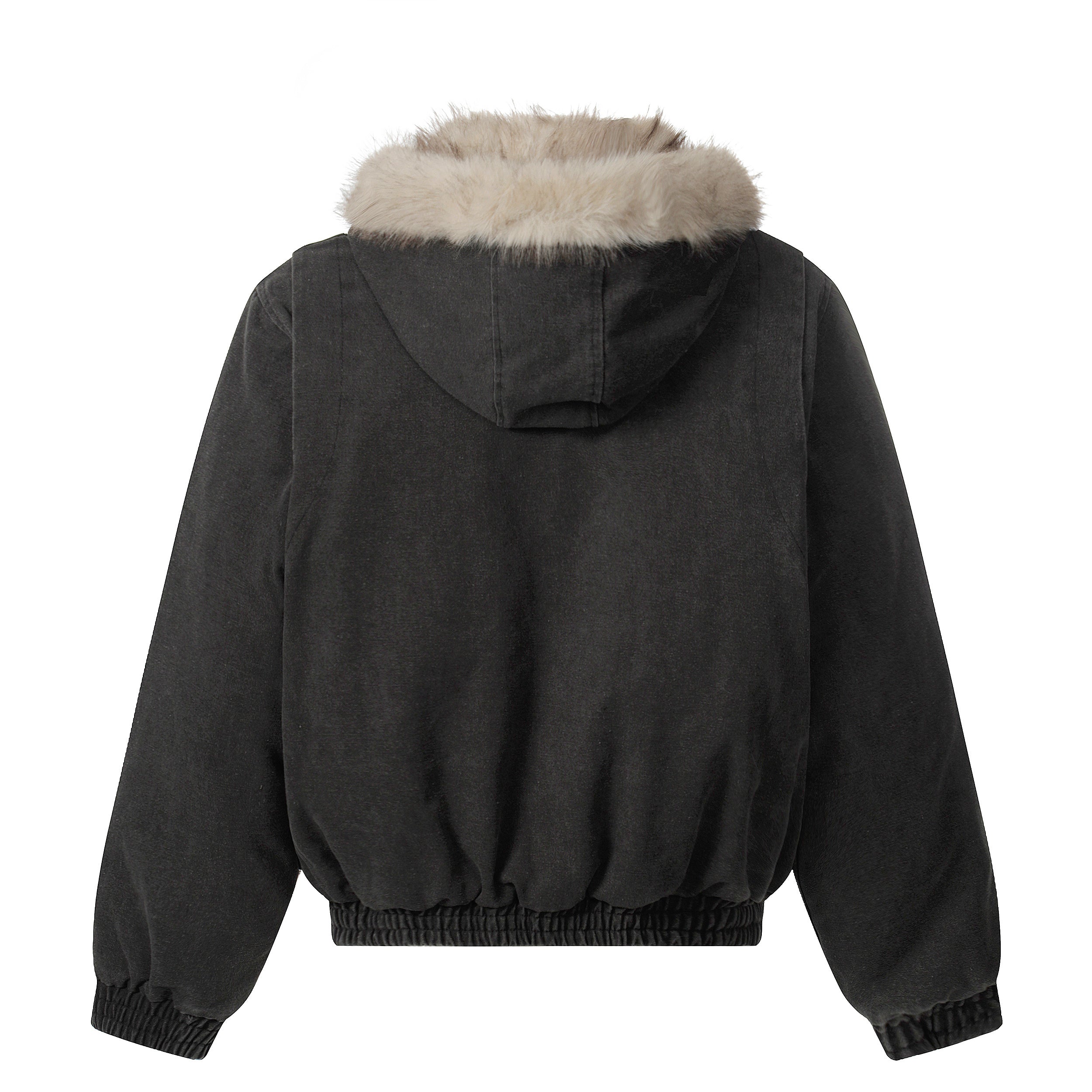 3-6-5.shop Detachable Fur Collar Washed Workwear Jacket