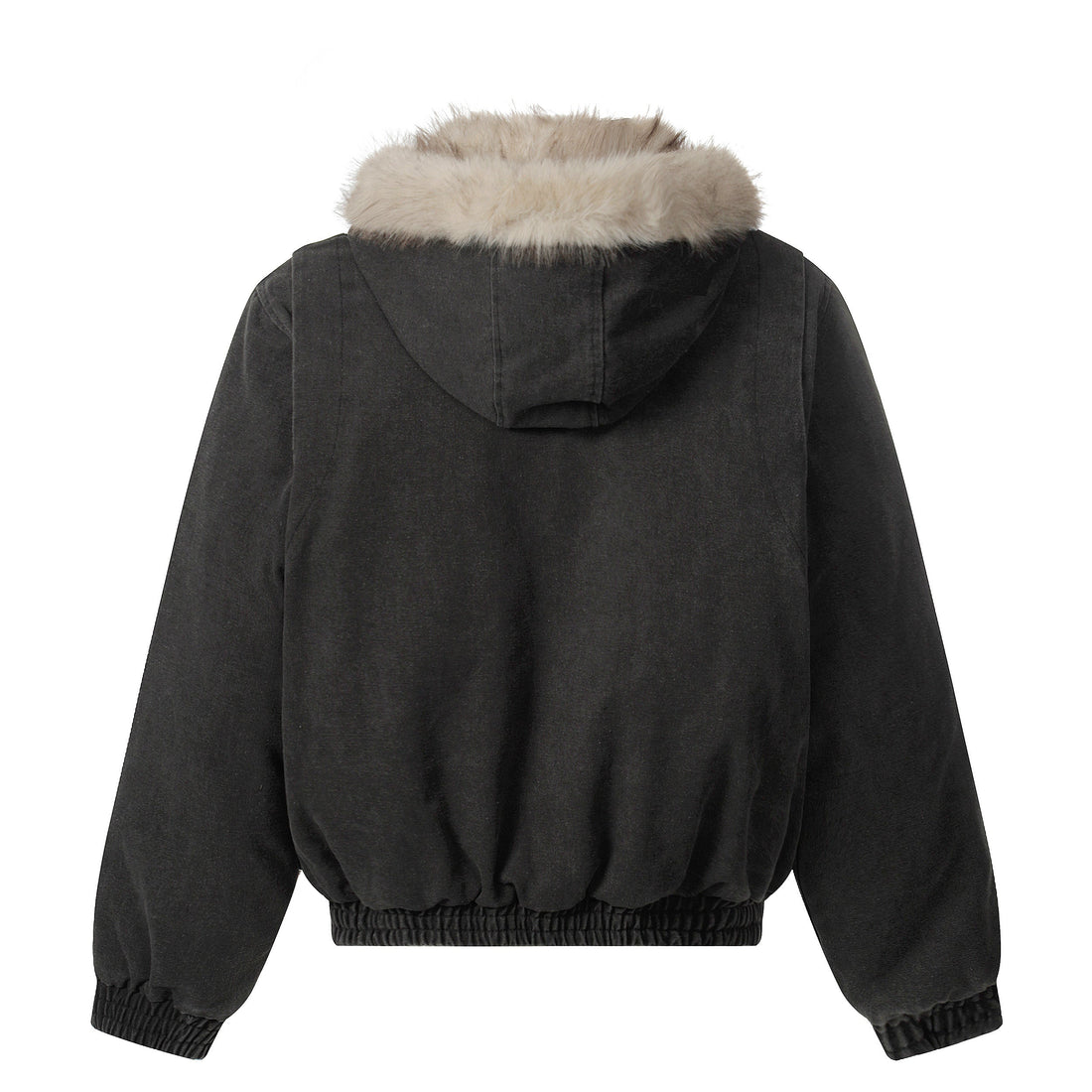 3-6-5.shop Detachable Fur Collar Washed Workwear Jacket