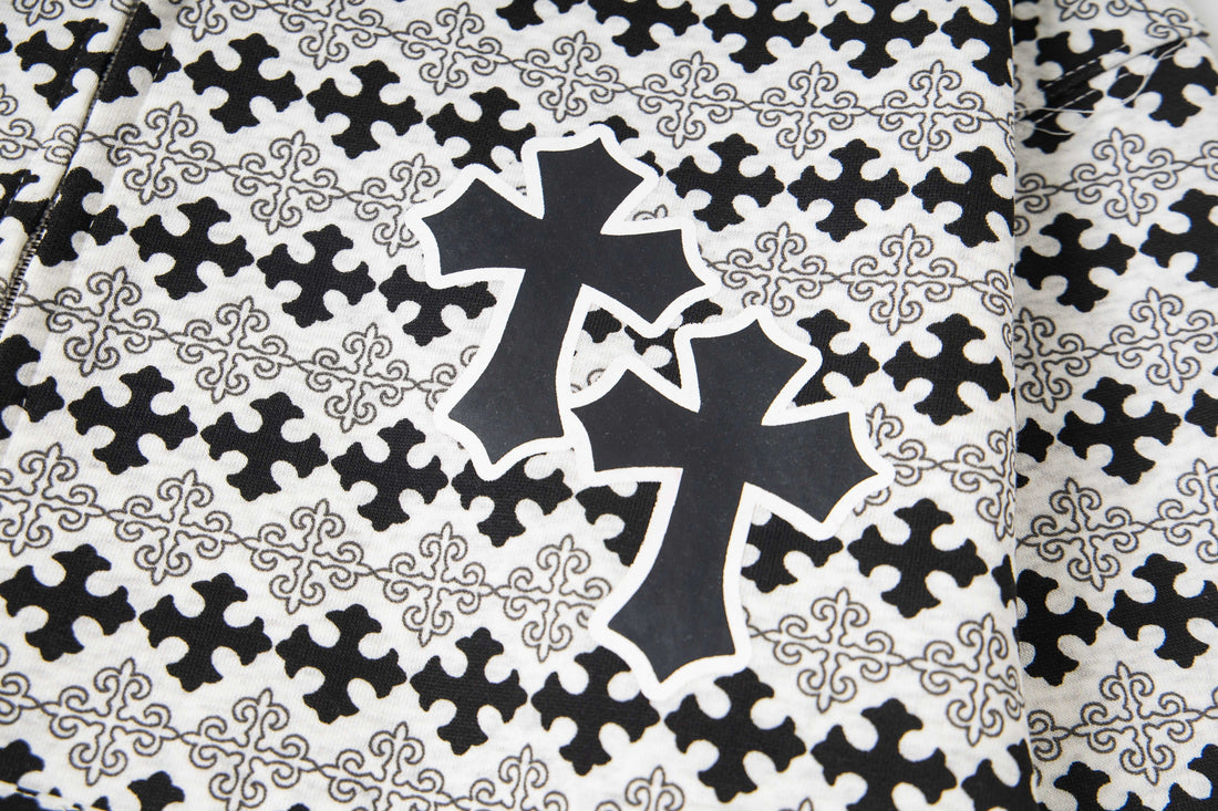 3-6-5.shop Gothic Pattern Full-Zip Hoodie