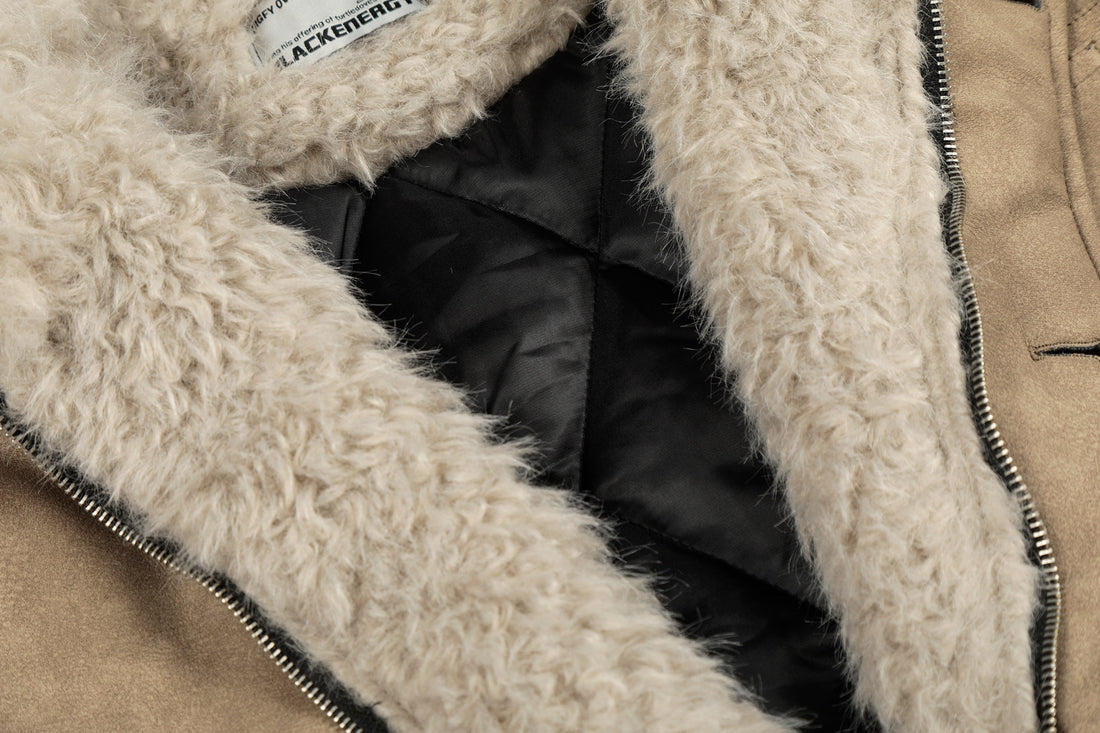 3-6-5.shop Faux Shearling Collar PU Jacket