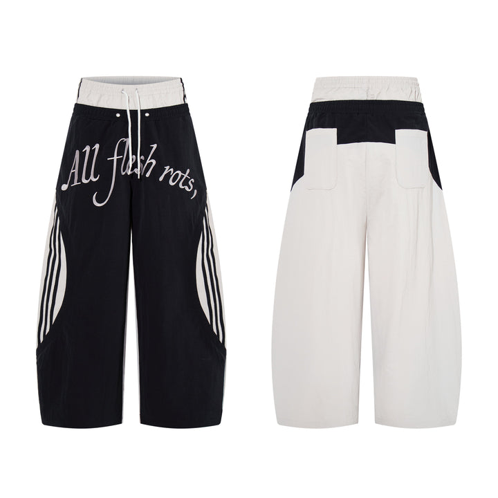 3-6-5.shop Script Graphic Wide-Leg Track Pants