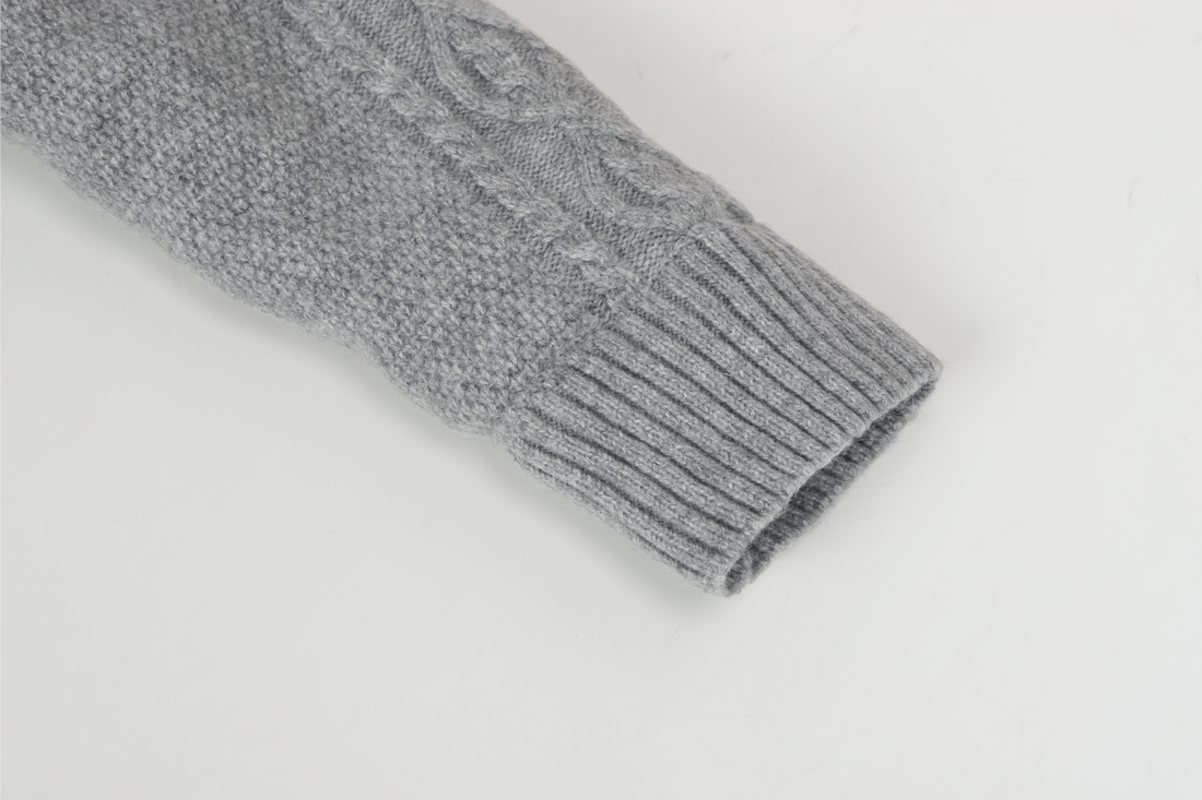 3-6-5.shop Fleece-Lined Cable Knit Jacket