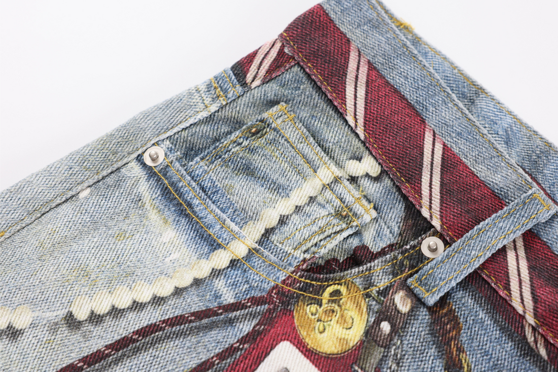 3-6-5.shop Tie-Detailed Washed Barrel Jeans