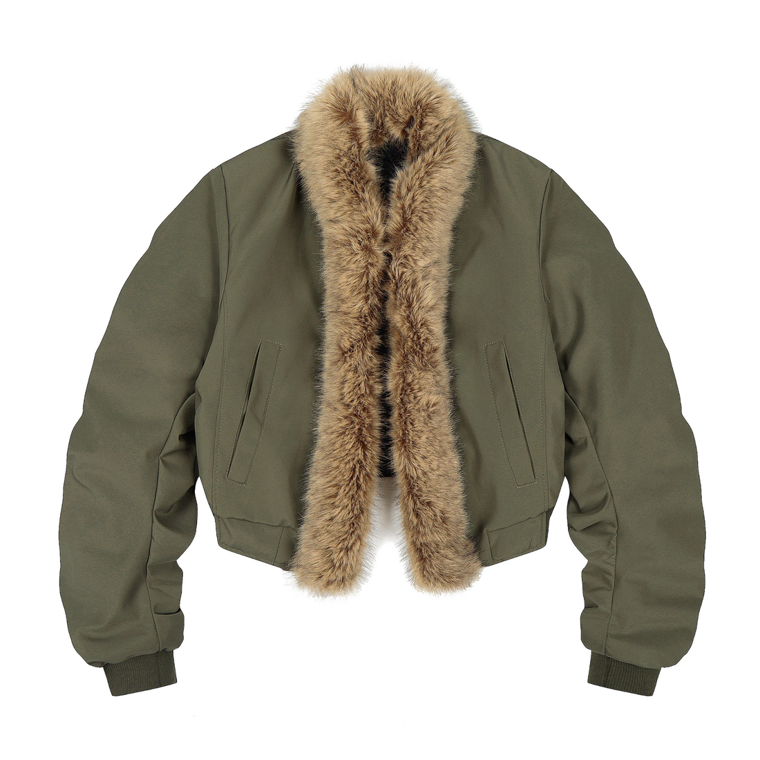 3-6-5.shop Detachable Faux Fur Scarf Bomber Jacket