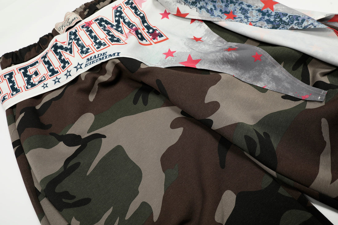3-6-5.shop Camo Scarf-Wrap Wide Leg Pants