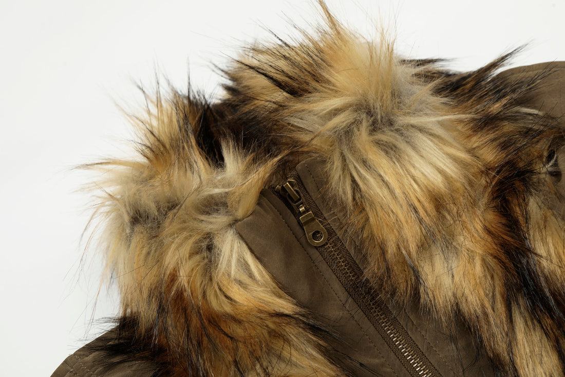 3-6-5.shop Detachable Faux Fur PU Puffer Jacket