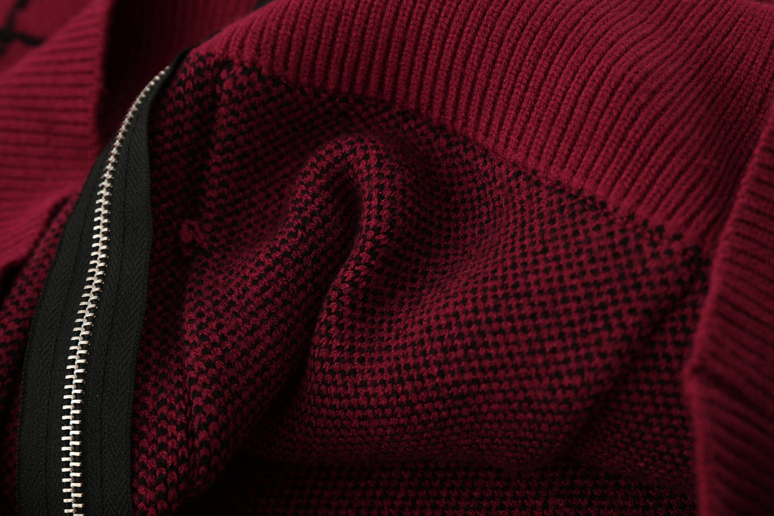 3-6-5.shop Spider Web Knit Zip Hoodie
