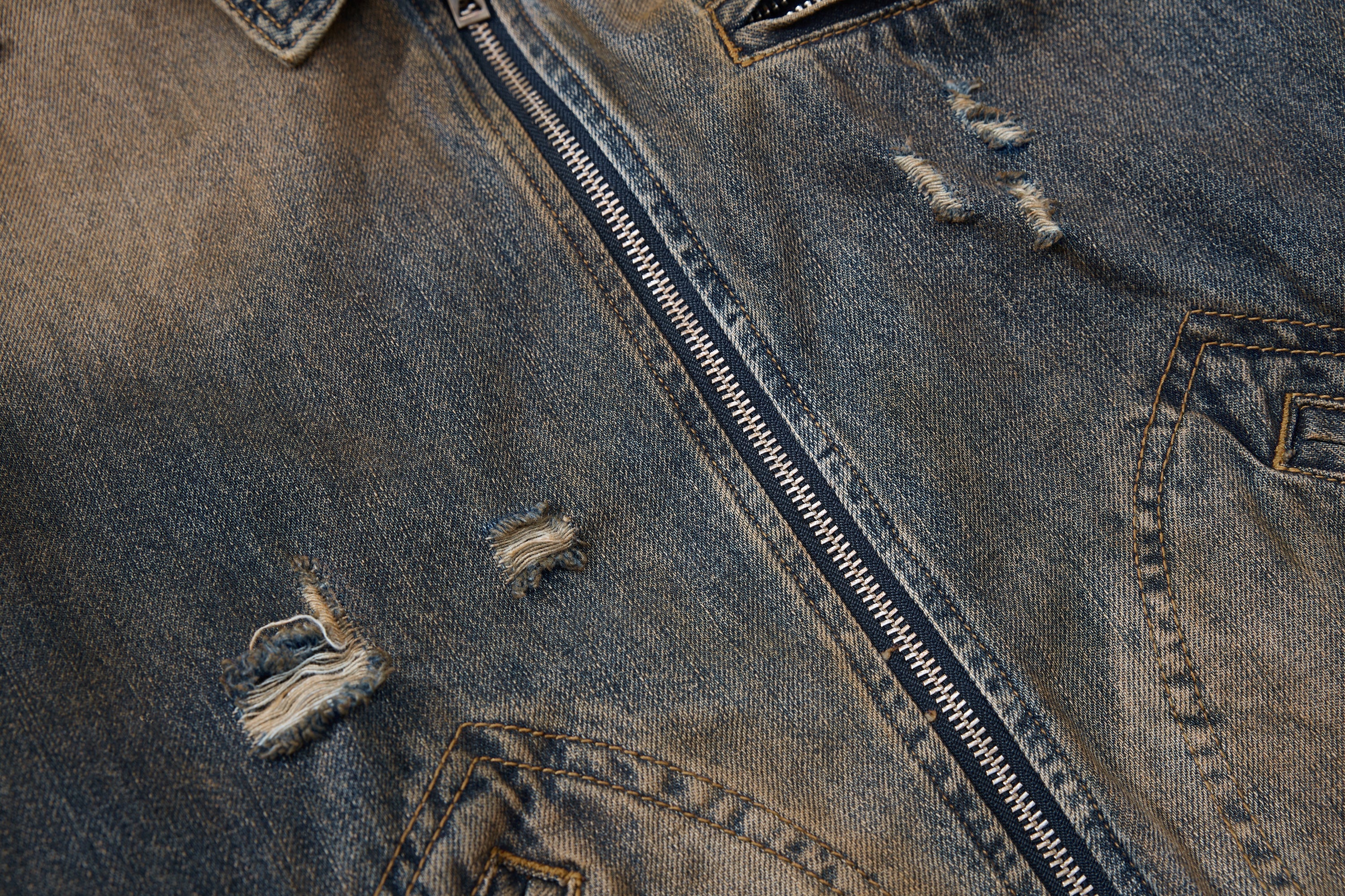 3-6-5.shop Vintage Distressed Denim Jacket