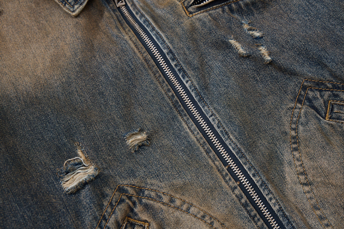 3-6-5.shop Vintage Distressed Denim Jacket