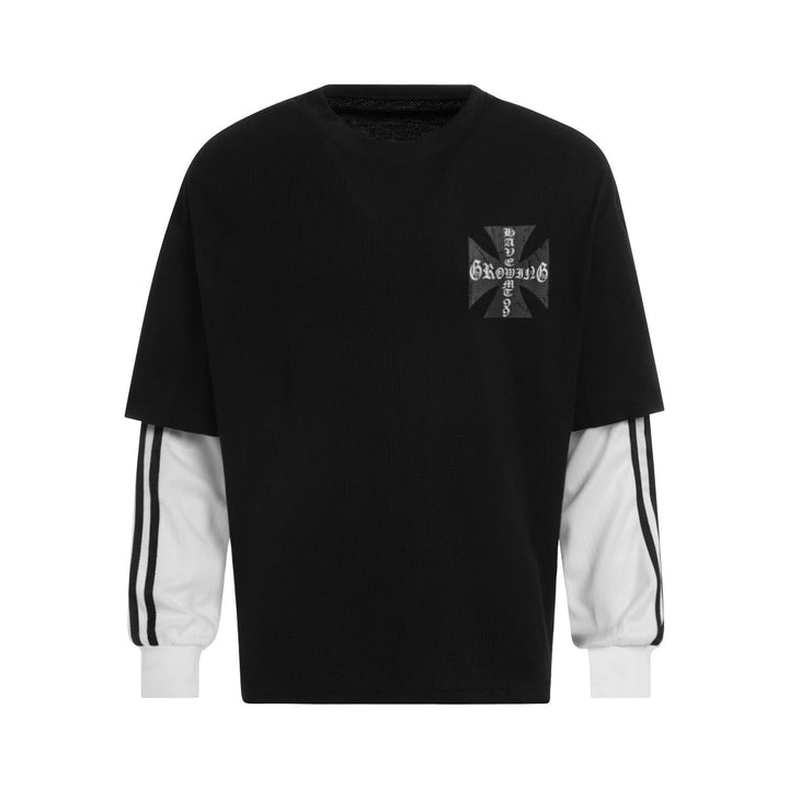 3-6-5.shop Layered Gothic Cross Long Sleeve Tee
