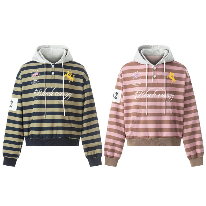 3-6-5.shop Striped Rugby Hoodie