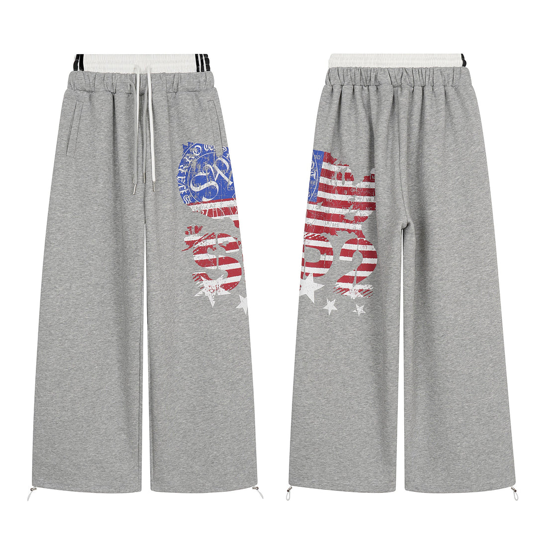 3-6-5.shop Flag Graphic Wide-Leg Sweatpants