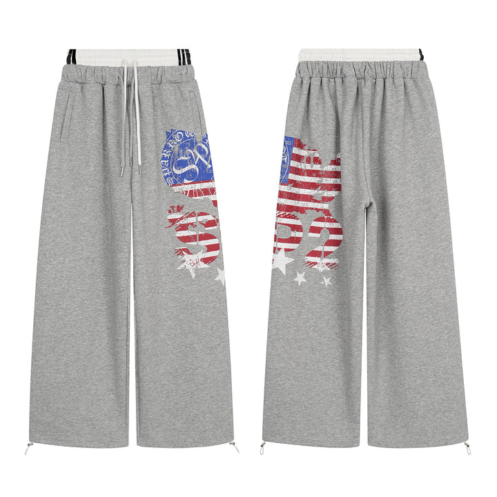 3-6-5.shop Flag Graphic Wide-Leg Sweatpants