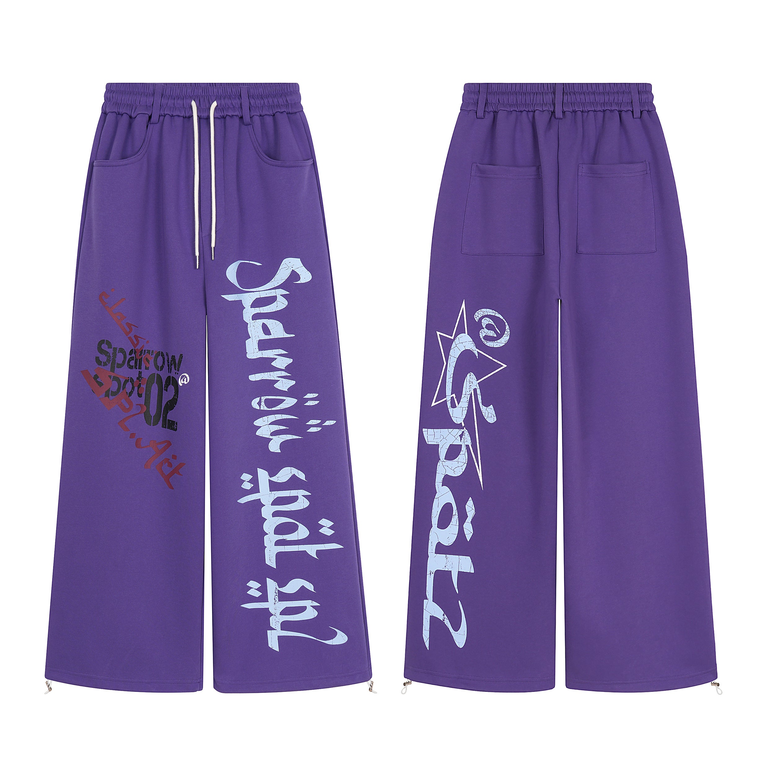 3-6-5.shop Graphic Print Wide-Leg Sweatpants