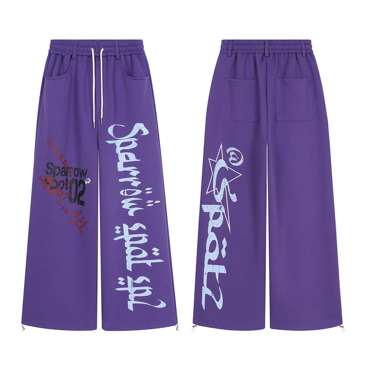 3-6-5.shop Graphic Print Wide-Leg Sweatpants