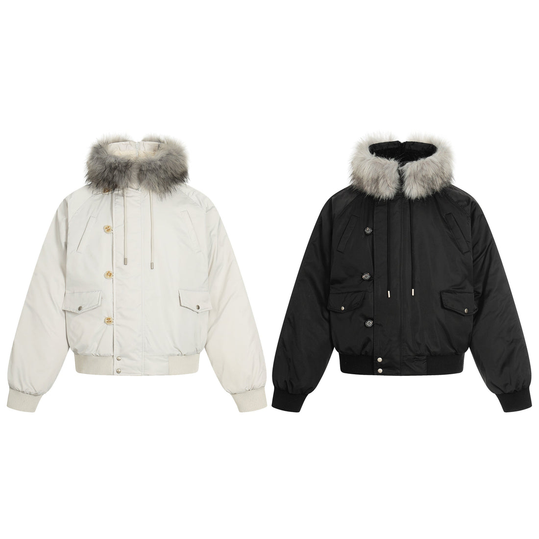 3-6-5.shop Faux Fur Trim Padded Bomber Jacket