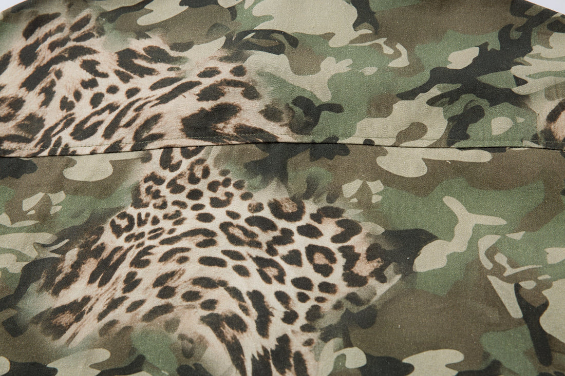3-6-5.shop Layered Camo-Leopard Short-Sleeve Shirt