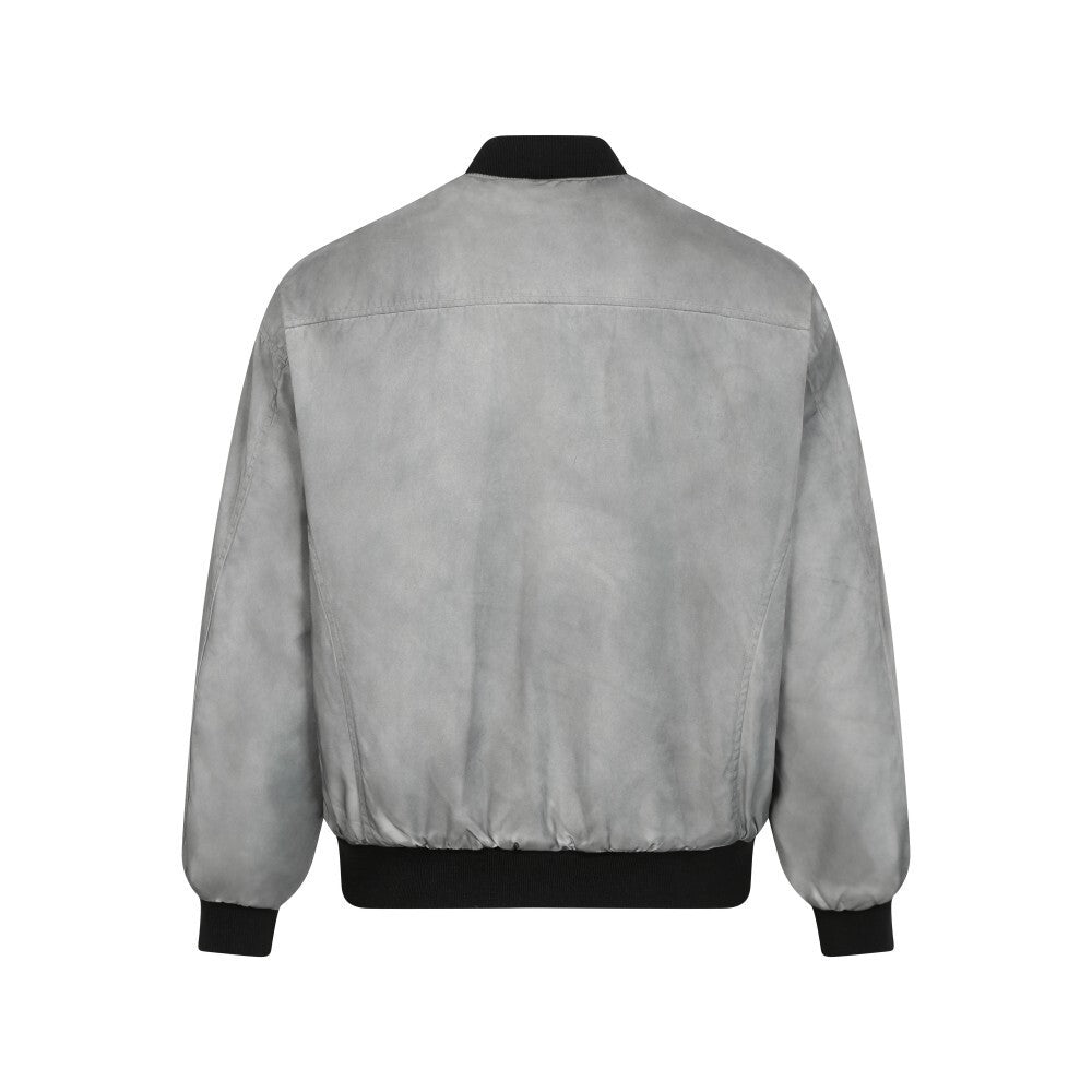 3-6-5.shop Washed Grey Bomber Jacket