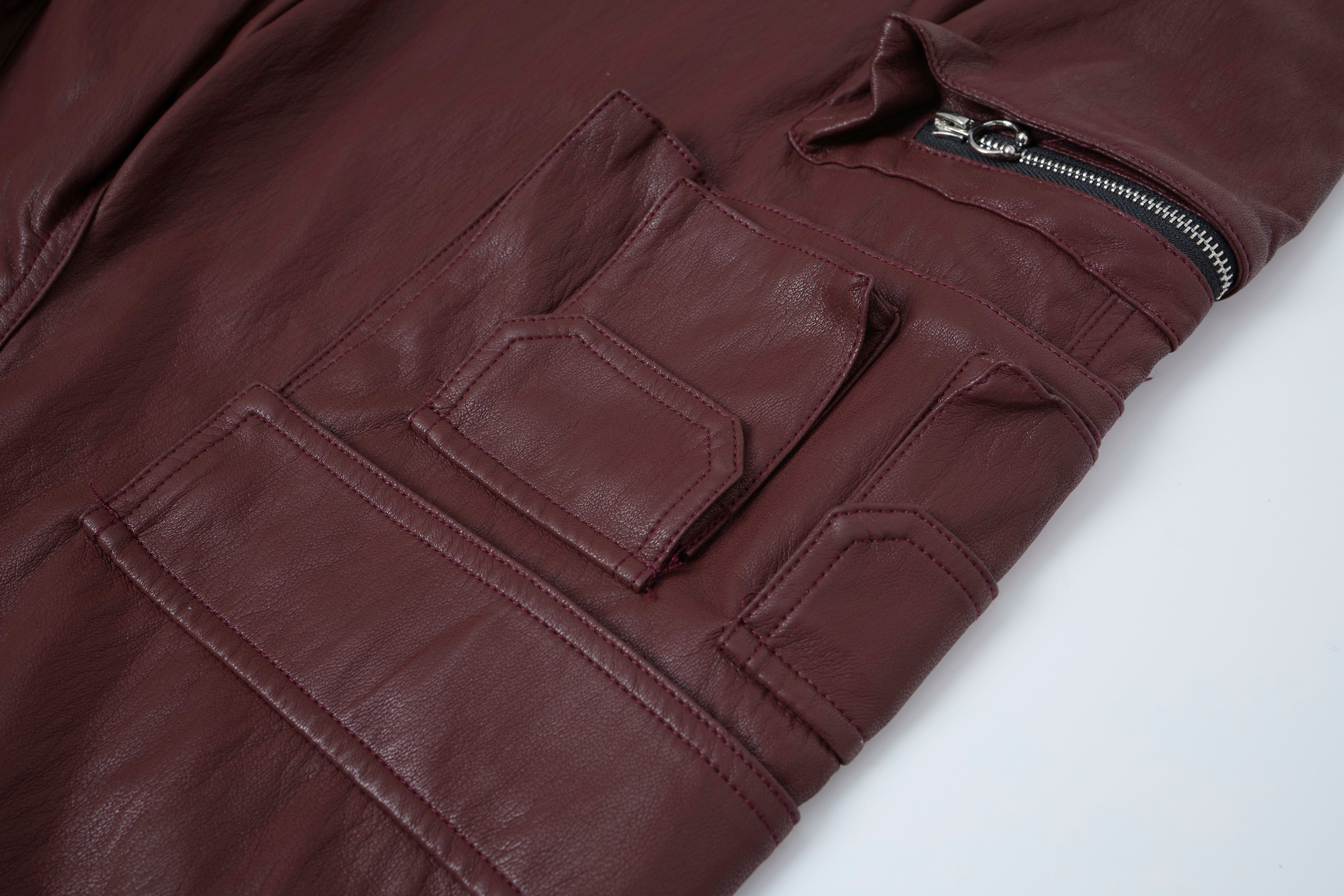 3-6-5.shop Leather Utility Cargo Shorts