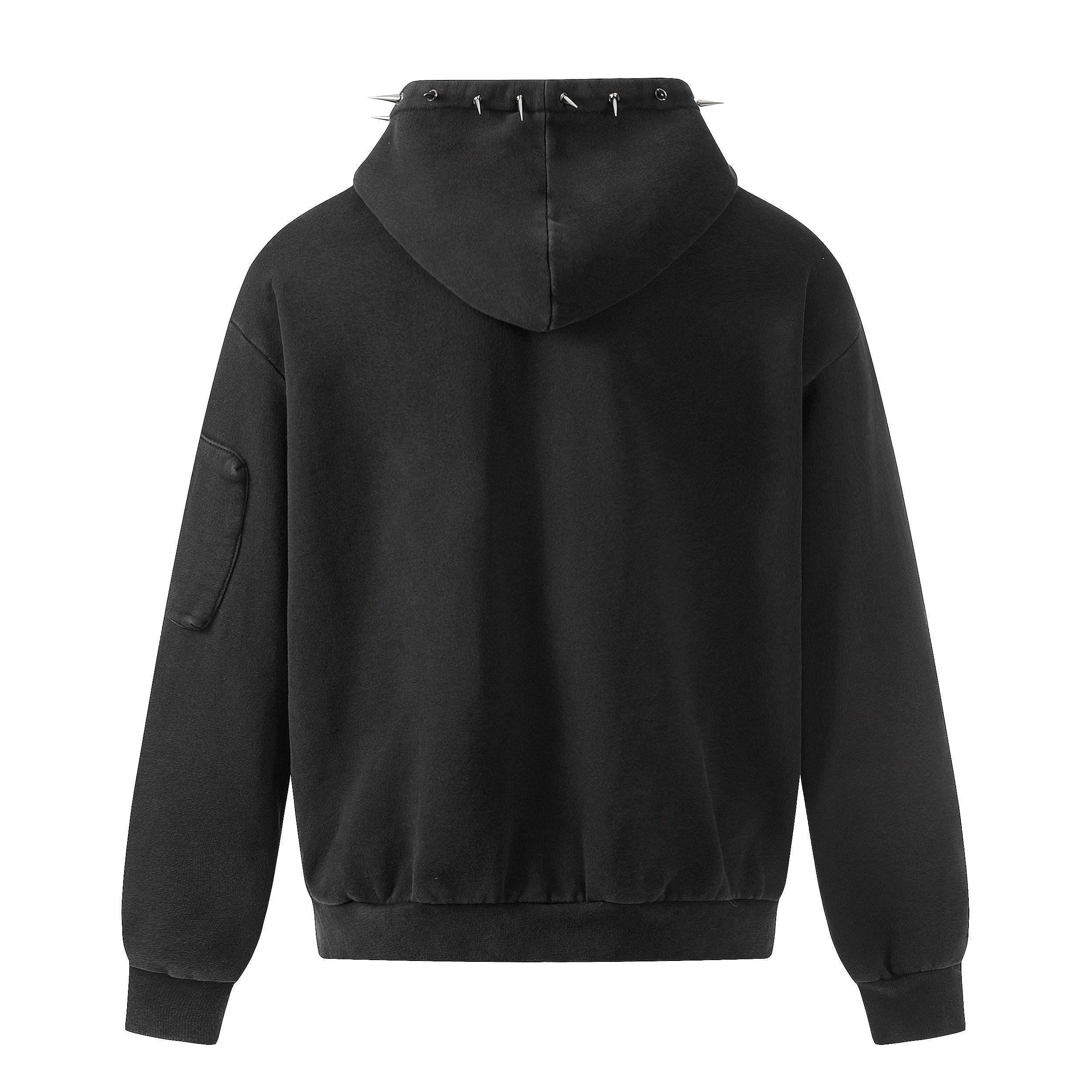 3-6-5.shop Studded Zip-Up Hoodie