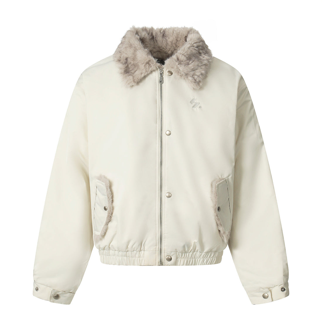 3-6-5.shop Faux Fur Collar Bomber Jacket