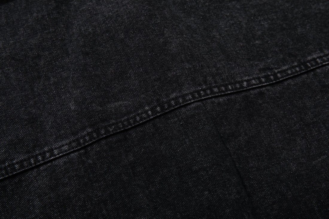 3-6-5.shop Toggle-Front Washed Denim Hoodie