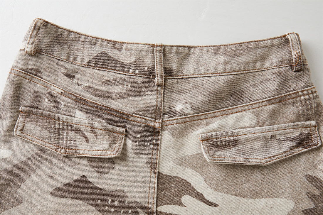 3-6-5.shop Camo Wide-Leg Cargo Pants