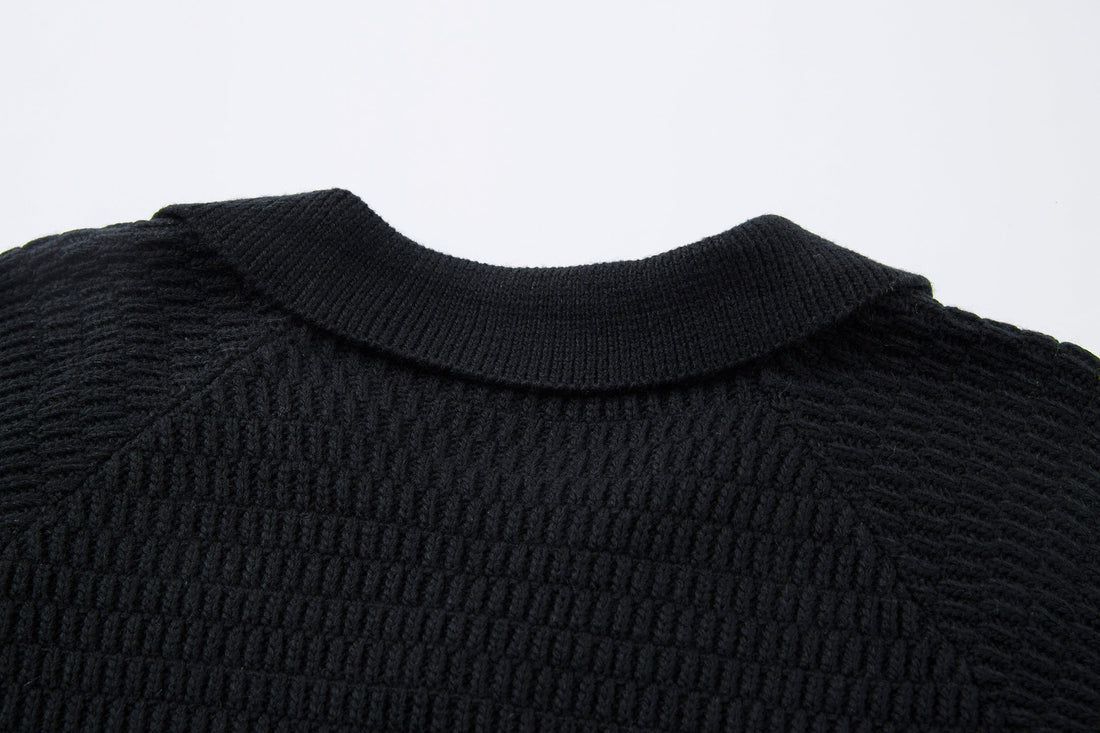 3-6-5.shop Striped Knit Polo Sweater