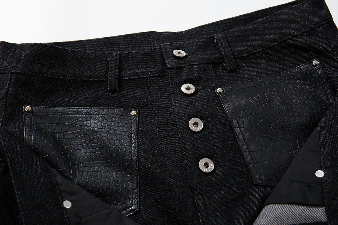 3-6-5.shop Wide Leg Button Fly Denim Pants