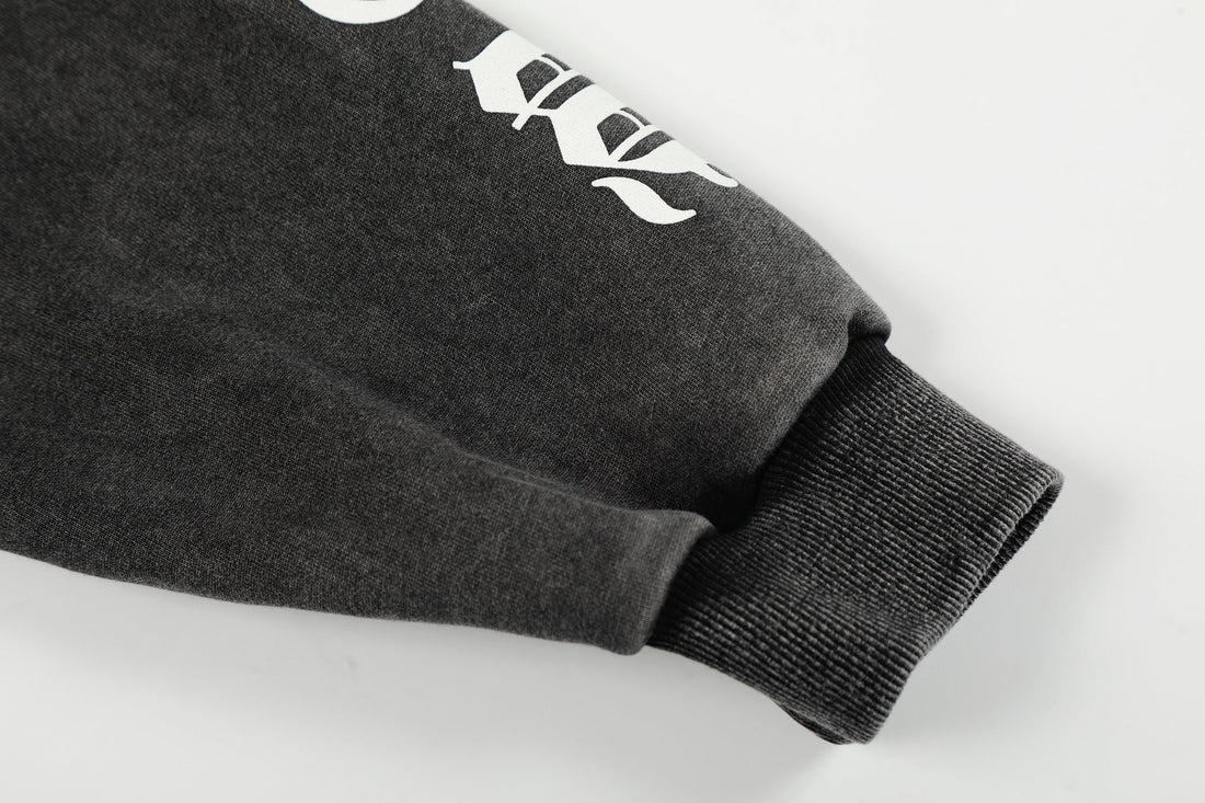 3-6-5.shop Distressed Graphic Zip Hoodie