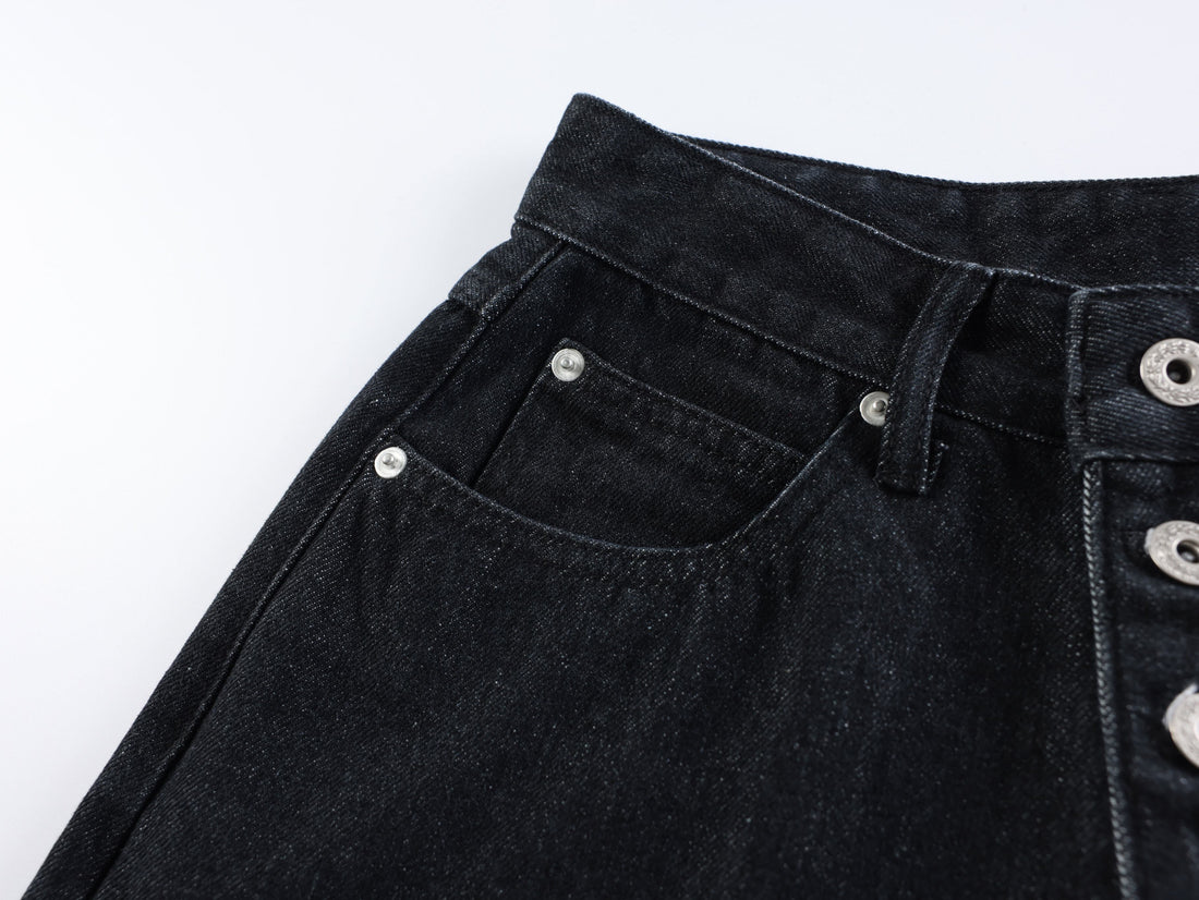 3-6-5.shop “Arc Button Wide Denim Shorts”