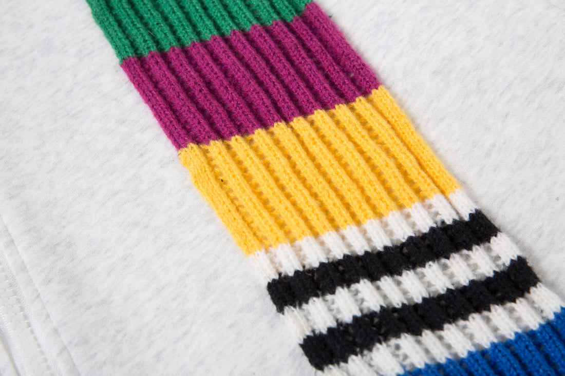 3-6-5.shop Color-Block Scarf Hooded Zip Jacket