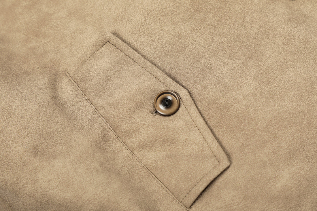3-6-5.shop Faux Shearling Collar PU Jacket