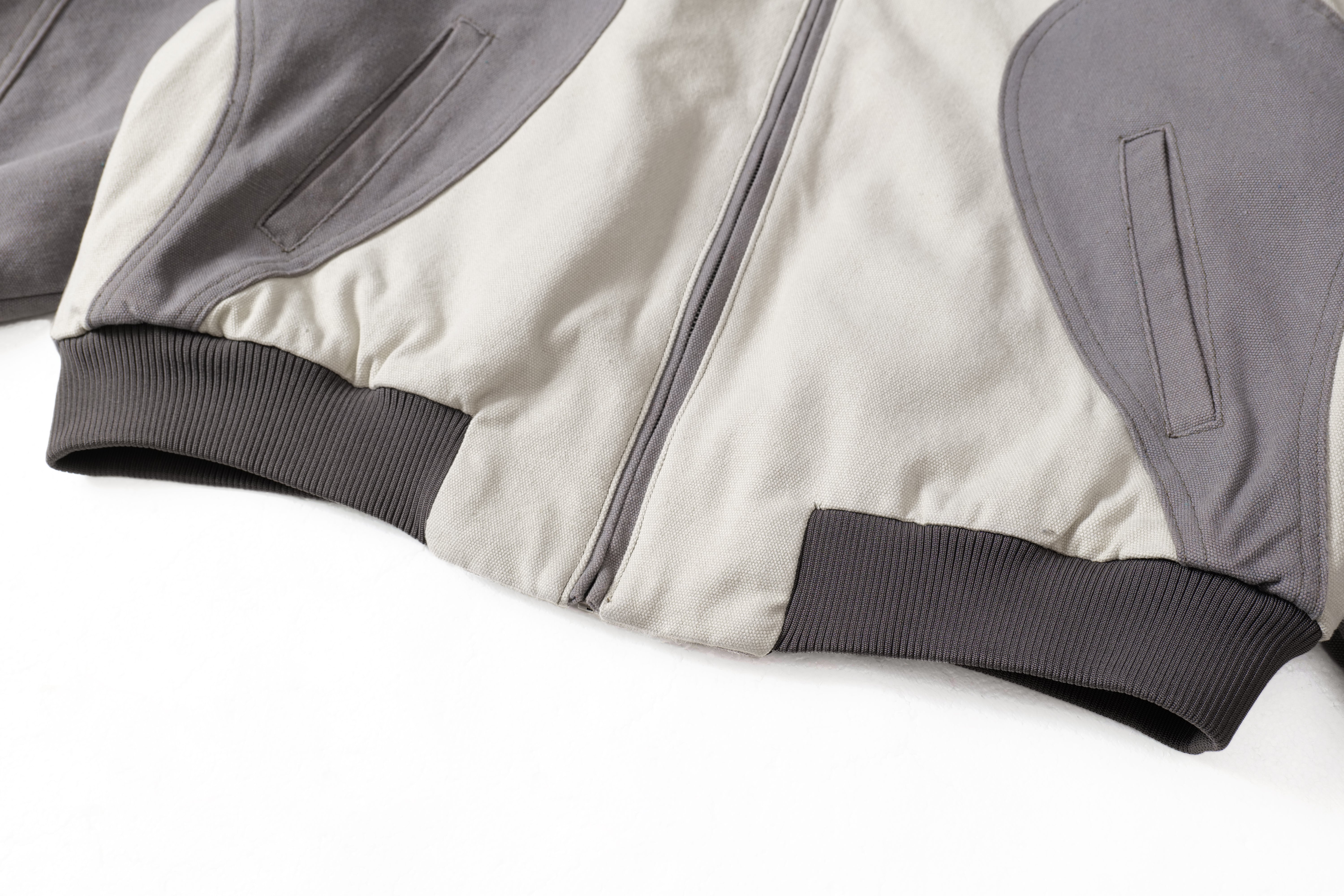 3-6-5.shop Two-Tone Curved Panel Bomber Jacket