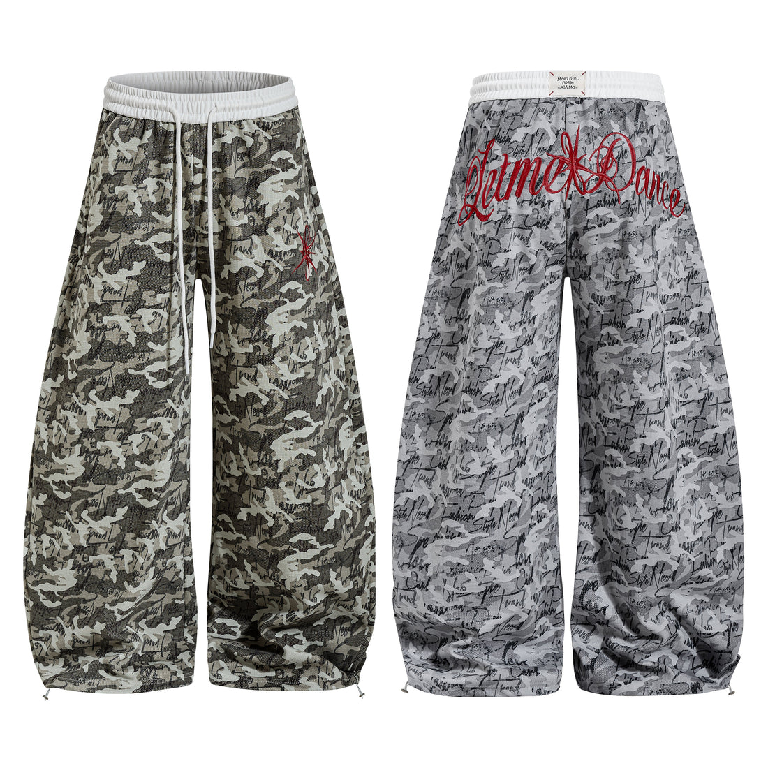 3-6-5.shop Camo Script Wide-Leg Pants