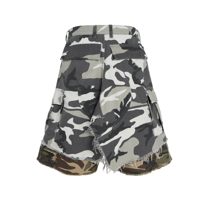 3-6-5.shop Layered Camo Cargo Shorts