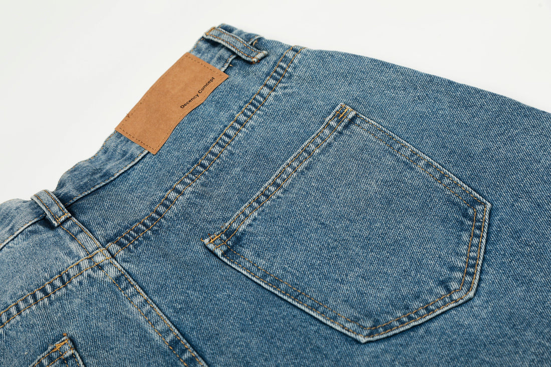 3-6-5.shop Asymmetric Waist Wide-Leg Denim Pants