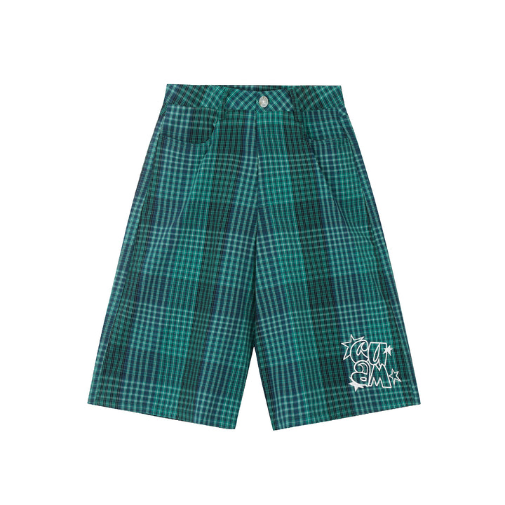 3-6-5.shop Checkered Wide-Leg Shorts