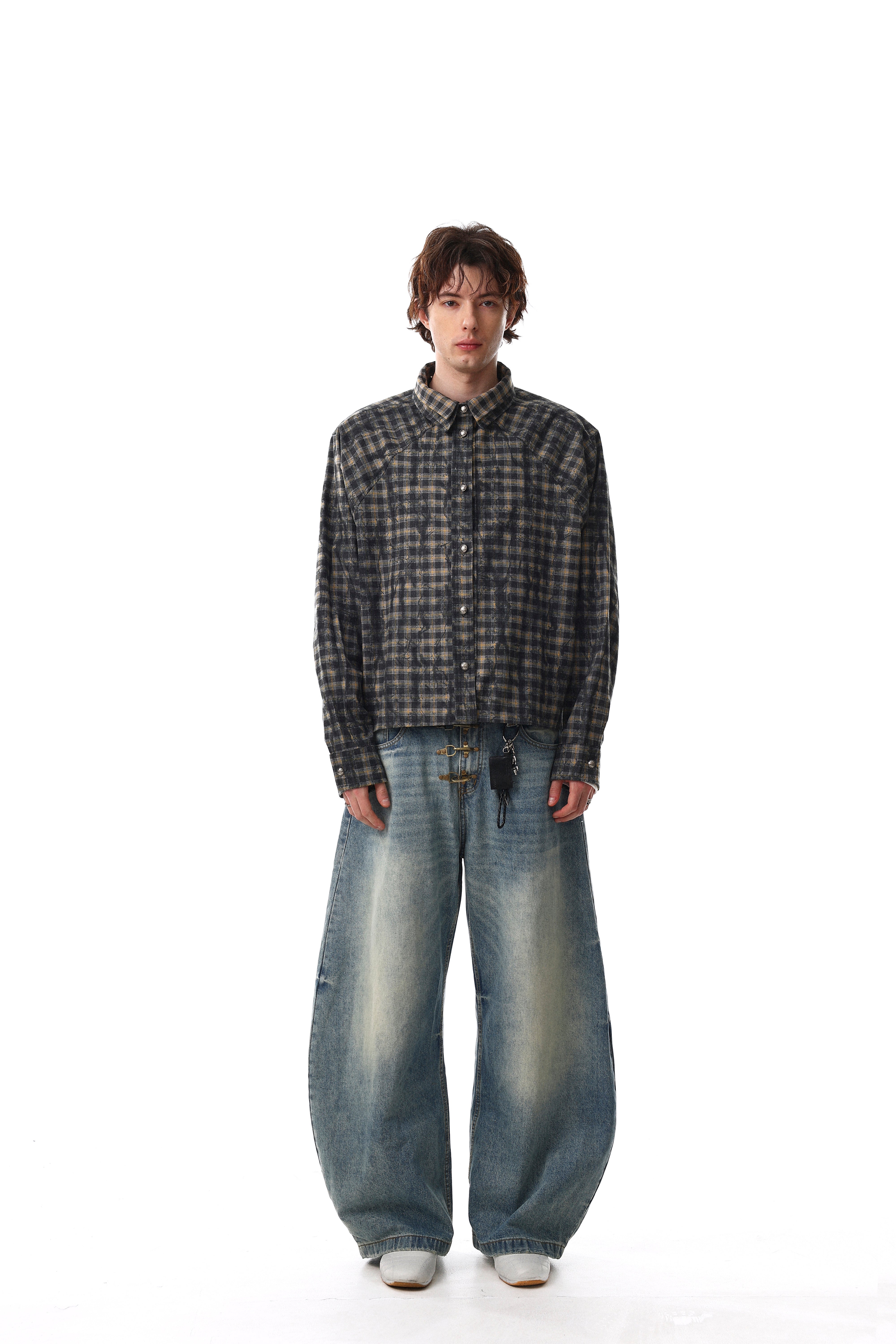 3-6-5.shop Vintage Plaid Button-Up Jacket