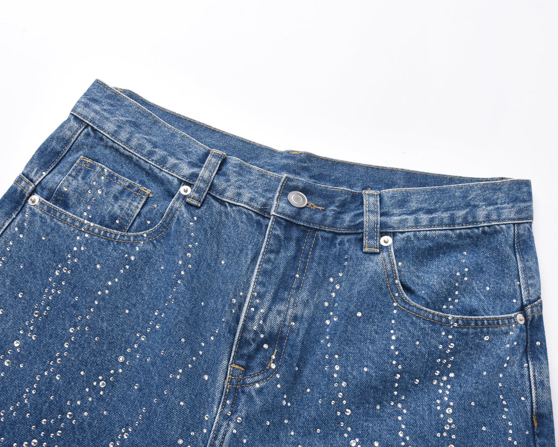 3-6-5.shop Rhinestone Burst Denim Shorts