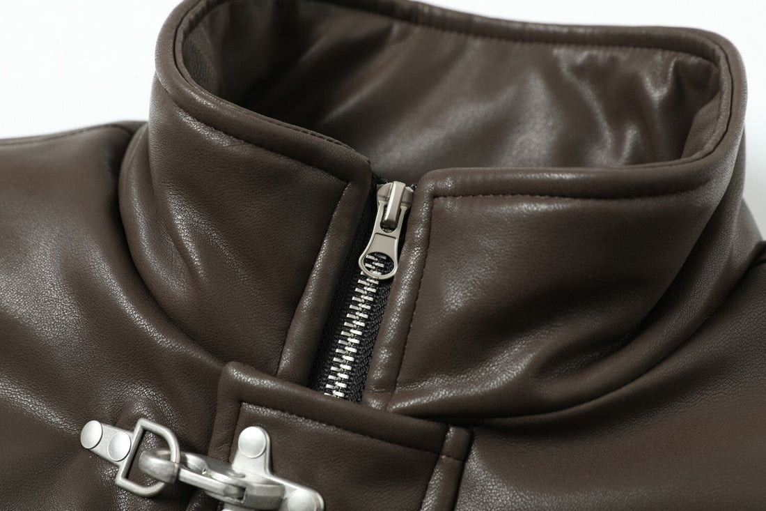 3-6-5.shop Fireman-Clasp PU Jacket