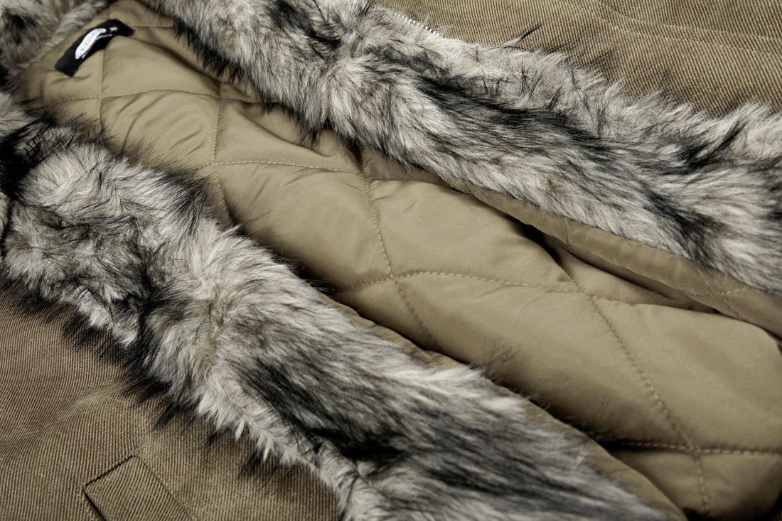 3-6-5.shop Faux Fur Collar Suede-Texture Buckle Bomber Jacket