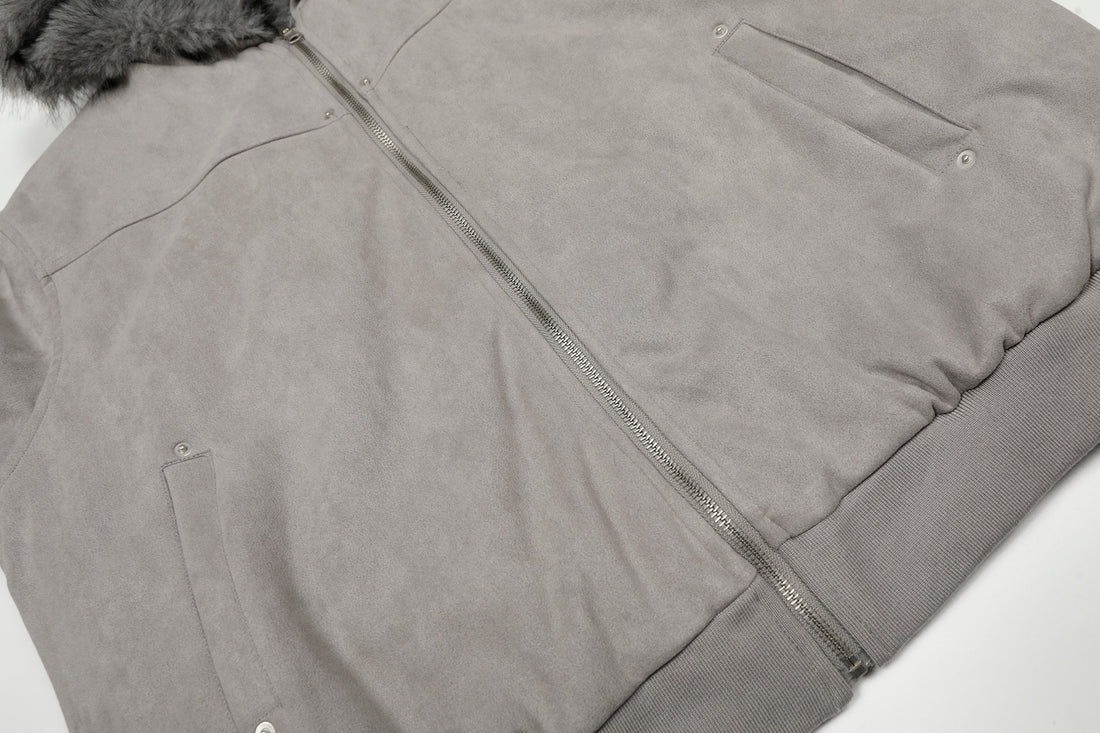 3-6-5.shop Reversible Faux Suede Fur Hooded Jacket