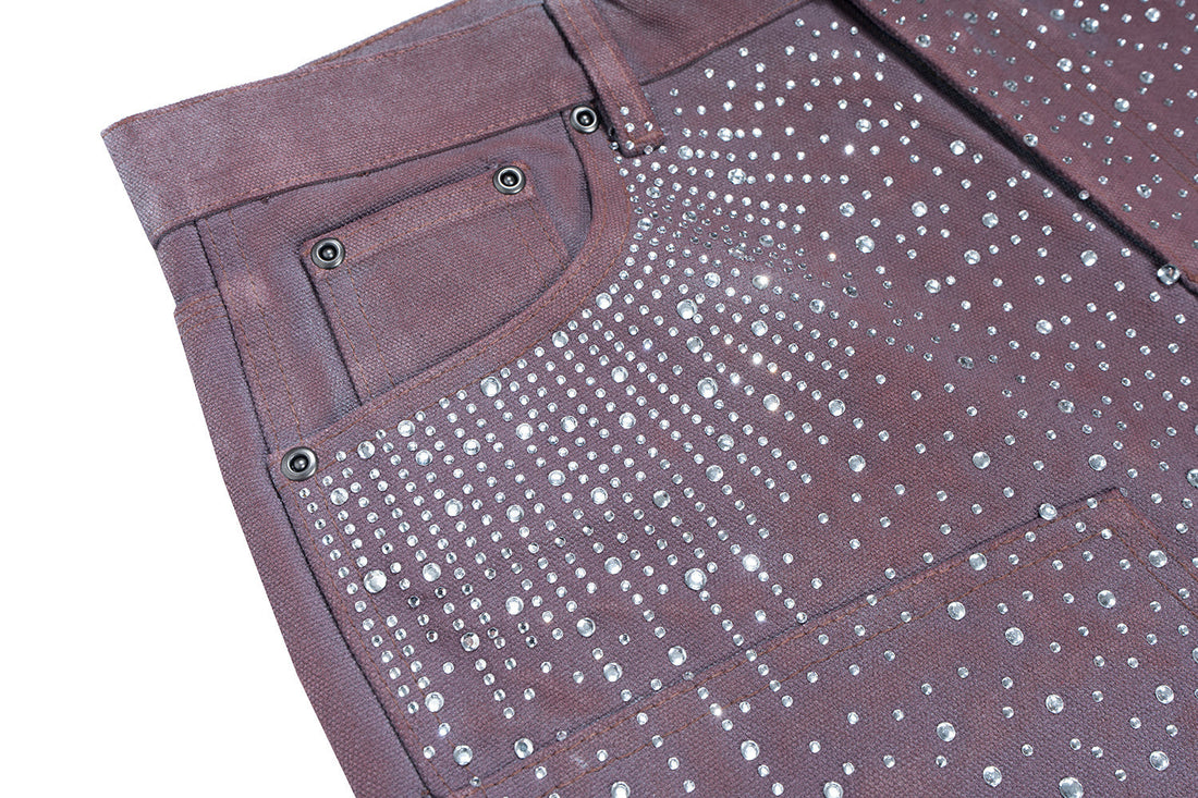 3-6-5.shop Studded Denim Shorts